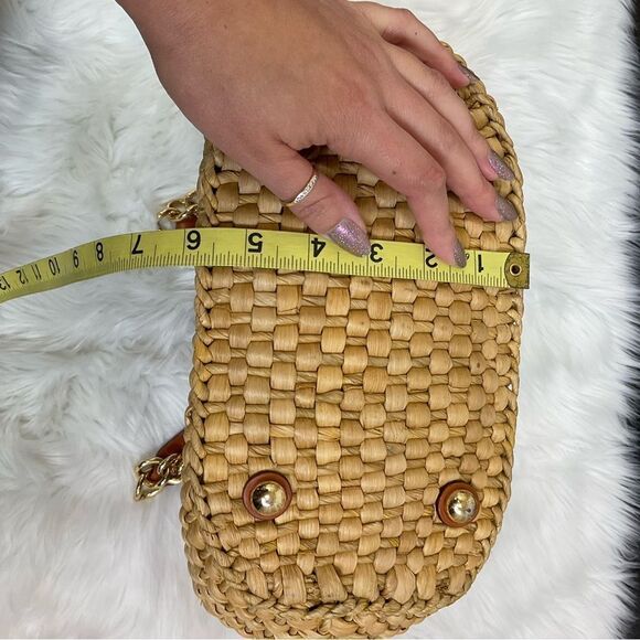 Michael Kors Vintage Women’s Santorini Straw Raffia Leather Tote Shoulder Bag - Picture 15 of 16